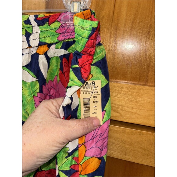 CHAUS Women Pants Wide Leg Silk Pocket Elastic Waist NEW Floral Print 14 Vintage - Picture 5 of 8